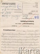 1.03.1945, Murnau, Niemcy.
List podporucznika Tauba Szai do Felipe Gąski, wysłany z niemieckiego obozu jenieckiego Oflag VII A Murnau: 