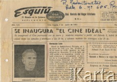 Artykuł dotyczący Ludwika Firlejczyka wydrukowany w wydawanej w Villa Angela gazecie Esquiu w dn. 7.06.1963. 
Fot. NN, ze zbiorów Archivo Historico-Central 