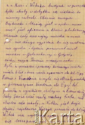 List od rodziny Edwarda Hryniewickiego.
Fot. NN, ze zbiorów Archivo Historico-Central 