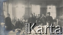 1900-1920, miejsce nieznane, Polska.
Żołnierze w sali szpitalnej. na pierwszym planie pacjent w łóżku.
Fot. NN, kolekcja rodziny Walińskich, zbiory Fundacji Ośrodka KARTA