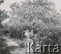1930-1940, miejsce nieznane, Polska.
Dwie kobiety w sadzie.
Fot. NN, kolekcja rodziny Walińskich, zbiory Fundacji Ośrodka KARTA