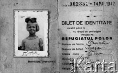 14.05.1942, Craiova, Rumunia.
Dokument identyfikacyjny Teresy Stasiak (obecnie Janiszewskiej), wydany przez władze rumuńskie.
Fot. NN, zbiory Ośrodka KARTA, udostępniła Teresa Janiszewska.