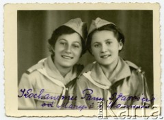 30.04.1943, Teheran, Iran.
Maria i Romana Wróblewskie.  Podpis na zdjęciu: Kochanemu Panu Staroście od Marysi i Romusi