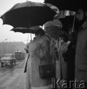 Lata 70., Wrocław, Polska.
Ludzie z parasolami.
Fot. Irena Jarosińska, zbiory Ośrodka KARTA