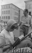 1959, Warszawa, Polska.
Aktorka Barbara Kwiatkowska na planie zdjęciowym filmu 