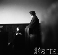 Lata 50. lub 60., Warszawa, Polska.
Rozprawa sądowa.
Fot. Irena Jarosińska, zbiory Ośrodka KARTA