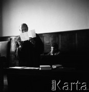 Lata 50. lub 60., Warszawa, Polska.
Rozprawa sądowa.
Fot. Irena Jarosińska, zbiory Ośrodka KARTA