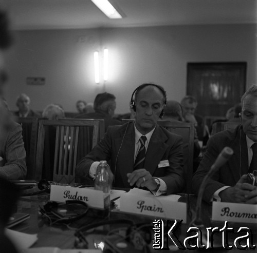 10.09.1974, Skierniewice, Polska.
XIX Międzynarodowy Kongres Ogrodniczy w Instytucie Sadownictwa, n/z J.Miranda.
Fot. Irena Jarosińska, zbiory Ośrodka KARTA