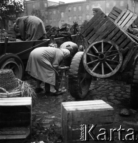 Lata 50., Warszawa, Polska.
Bazar Zieleniak.
Fot. Irena Jarosińska, zbiory Fundacji Ośrodka KARTA