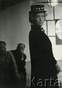 1960, Warszawa, Polska.
Aktorka Alina Janowska na planie zdjęciowym spektaklu telewizyjnego 