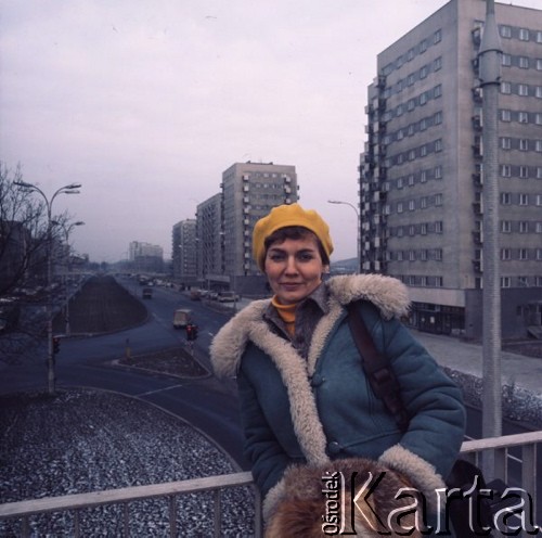 Listopad 1975, Warszawa, Polska.
Bożena Walter, dziennikarka i prezenterka telewizyjna, współprowadząca 