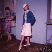 Marzec 1965, Warszawa, Polska.
Pałac Kultury i Nauki - pokaz mody z wiosennej kolekcji 