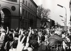1.05.1982, Warszawa, Polska..
Stan wojenny - niezależna manifestacja zorganizowana przez podziemne struktury 