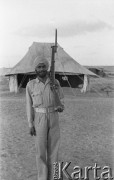 Maj 1942, Palestyna.
Żołnierz hinduski z karabinem, w tle namiot. 
Fot. Czesław Dobrecki, zbiory Ośrodka KARTA, Pogotowie Archiwalne [PAF_015], przekazał Krzysztof Dobrecki
