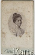 Ok. 1900, Troppau (Opawa), Austro-Węgry.
Portret młodej kobiety w jasnej bluzce w paski i z upiętymi włosami. 
Fot. F. Gödel, zbiory Ośrodka KARTA, udostępniła Elżbieta Sławikowska