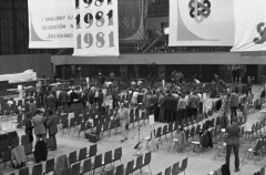Październik 1981, Gdańsk, Polska..
Widok sali obrad I Krajowego Zjazdu Delegatów NSZZ 