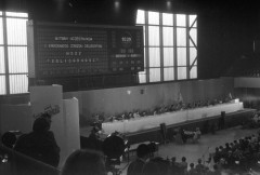 Październik 1981, Gdańsk, Polska..
Widok sali obrad I Krajowego Zjazdu Delegatów NSZZ 