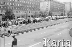 12.05.1981, Warszawa, Polska..
Manifestacja po ogłoszeniu decyzji o rejestracji Niezależnego Samorządnego Związku Zawodowego 
