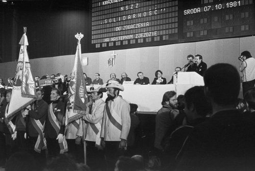 7.10.1981, Gdańsk, Polska..
Obrady I Krajowego Zjazdu Delegatów NSZZ 