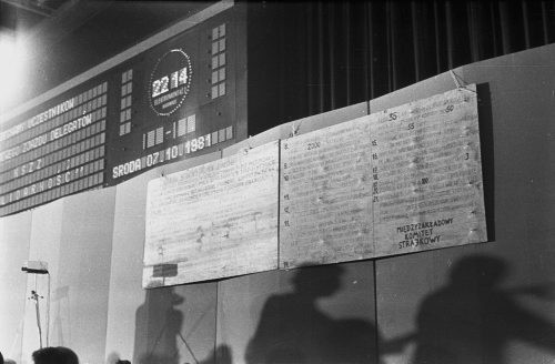 7.10.1981, Gdańsk, Polska..
Zakończenie I Krajowego Zjazdu Delegatów NSZZ 