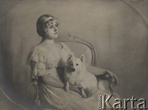 Początek XX wieku, brak miejsca..
Portret Heleny Mazurowskiej z psem.
Fot. NN, zbiory Ośrodka Karta, udostępniła Elżbieta Bakanowska