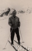 2.04.1947, Zakopane, Polska
Inżynier Alfons Grammer na nartach na Hali Gąsienicowej.
Fot. NN, zbiory Ośrodka KARTA, przekazała Agara Niewiarowska.

