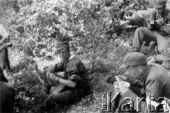 12.07.1944, Palki, Litwa.
Oddział partyzancki Bazy z Kedywu Komendy Okręgu Wileńskiego AK w czasie akcji 