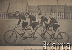 1896, brak miejsca.
Belgijski kwadracykl (kwadruplet).
Fot. NN, zbiory Ośrodka Karta, udostępniło Warszawskie Towarzystwo Cyklistów (WTC).