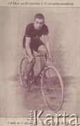 Koniec XIX wieku, brak miejsca.
Rekordzista świata Wilburg J. Edwards.
Fot. NN, zbiory Ośrodka Karta, udostępniło Warszawskie Towarzystwo Cyklistów (WTC).