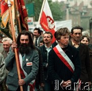 1988, Warszawa, Polska.
Manifestacja NSZZ Rolników Indywidualnych 