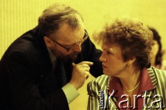 1989-1990, Wilno, Litwa.
Parlament, z prawej Kazimiera Danute Prunskiene, działaczka Litewskiego Ruchu na Rzecz Przebudowy (Sąjudis), premier Litwy od 17 marca 1990 do 10 stycznia 1991 roku.
Fot. Wojciech Druszcz, zbiory Ośrodka KARTA