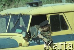Wrzesień  1991, Ryga, Łotwa.
Radzieckie siły specjalne (OMON) opuszczają kraj.
Fot. Wojciech Druszcz, zbiory Ośrodka KARTA