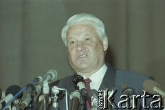 Wiosna 1991, Moskwa, Rosja.
Kampania prezydencka, Borys Jelcyn podczas przemówienia.
Fot. Wojciech Druszcz, zbiory Ośrodka KARTA