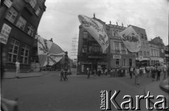 Maj 1989, Tczew, Polska.
Spotkanie na rynku z kandydatami Komitetu Obywatelskiego 