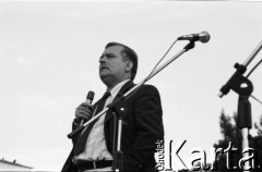 Maj 1989, Gdynia, Polska.
Lech Wałęsa na wiecu 