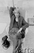 1988, Sitges, Katalonia, Hiszpania.
Aktorka Teatru Ósmego Dnia Ewa Wójciak.
Fot. Joanna Helander, zbiory Ośrodka KARTA