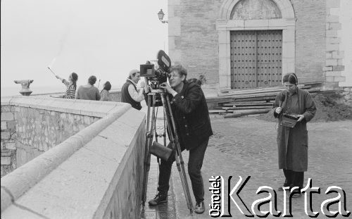 1988, Sitges, Katalonia, Hiszpania.
Warsztaty aktorskie. Za kamerą operator Jacek Petrycki, z mikrofonem Joanna Helander.
Fot. Bo Persson, zbiory Ośrodka KARTA