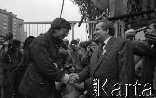 29.04.1989, Gdańsk, Polska.
Stocznia Gdańska im. Lenina. Spotkanie Lecha Wałęsy z kandydatami na posłów i senatorów Komitetu Obywatelskiego 