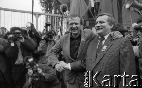 29.04.1989, Gdańsk, Polska.
Stocznia Gdańska im. Lenina. Spotkanie Lecha Wałęsy z kandydatami na posłów i senatorów Komitetu Obywatelskiego 