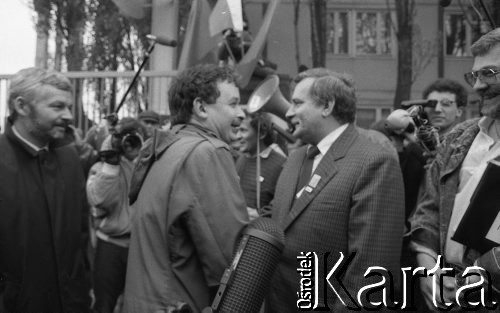 29.04.1989, Gdańsk, Polska.
Stocznia Gdańska im. Lenina. Spotkanie Lecha Wałęsy z kandydatami na posłów i senatorów Komitetu Obywatelskiego 