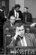 1989, Warszawa, Polska.
Marek Jurek na sali plenarnej Sejmu.
Fot. Anna Pietuszko, zbiory Ośrodka KARTA