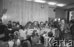 17.09.1980, Gdańsk, Polska.
Spotkanie przedstawicieli niezależnego ruchu związkowego z całego kraju w siedzibie gdańskiego Międzyzakładowego Komitetu Założycielskiego NSZZ 
