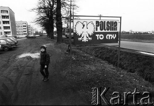 1983, Jawiszowice-Brzeszcze k/Oświęcimia.
Plansza propagandowa z napisem 