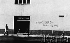 1988, Oświęcim, ul.Mały Rynek.
Napis 