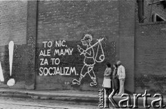 4.07.1981, Gdańsk, Polska.
Rysunek ma murze przedstawiający mężczyznę w łachmanach i napis: 