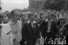 28.06.1981, Poznań, Polska.
25. rocznica Poznańskiego Czerwca. Przybycie Lecha Wałęsy na uroczystości rocznicowe.
Fot. Witold Górka, zbiory Ośrodka KARTA