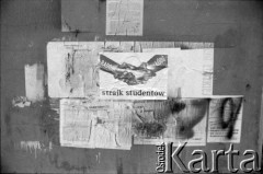 1981, Kraków, Polska. 
Plakat dotyczący strajku studenckiego.  
Fot. Witold Górka, zbiory Ośrodka KARTA