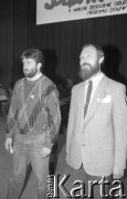 2-4.03.1990, Wrocław, Polska.
Władysław Frasyniuk (z lewej) i Tomasz Wójcik na II Walnym Zebraniu Delegatów NSZZ 