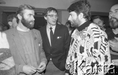 2-4.03.1990, Wrocław, Polska.
Piotr Bednarz, Roman Traczyk i Władysław Frasyniuk (od lewej) na II Walnym Zebraniu Delegatów NSZZ 