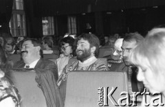 26-27.10.1990, Wrocław, Polska.
Włodzimierz Mękarski, Władysław Frasyniuk i Krzysztof Wojtyło (od lewej) podczas obrad III Walnego Zebrania Delegatów NSZZ 